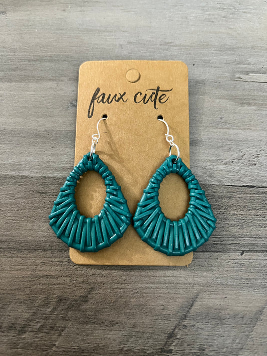 Dark Teal Acrylic Rattan Earrings