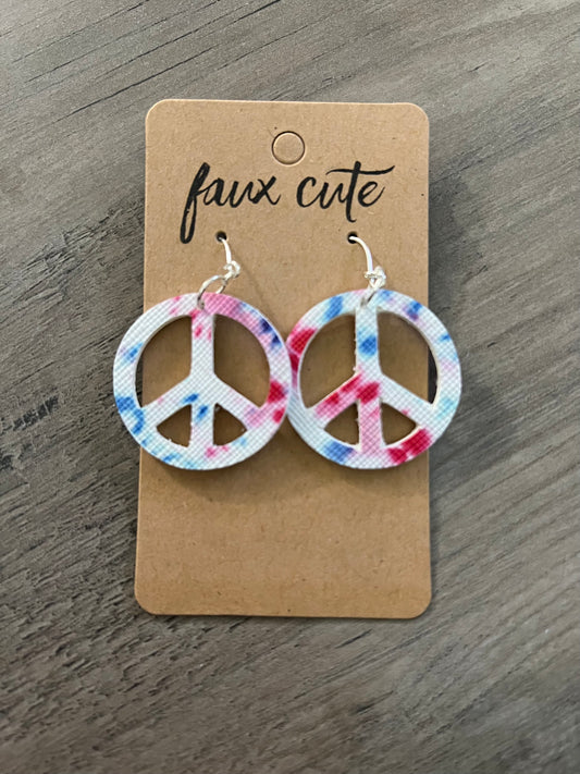 Peace Faux Leather Earrings