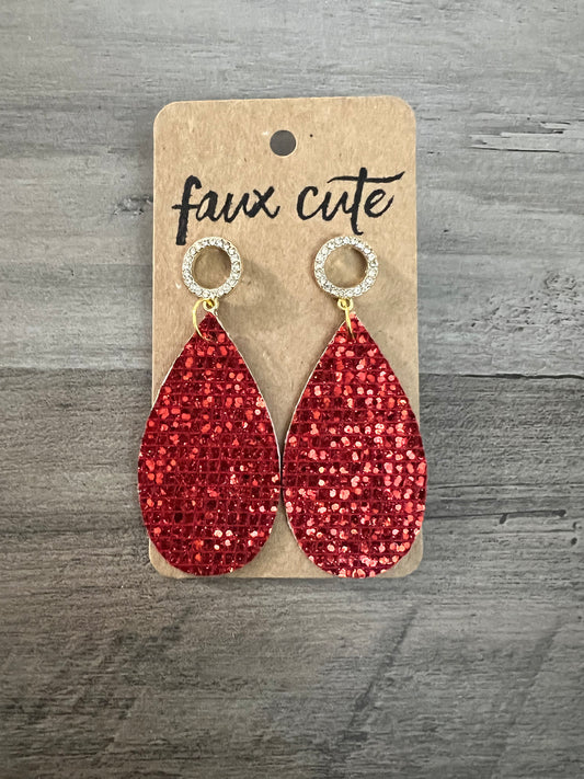 Red Glitter Earrings