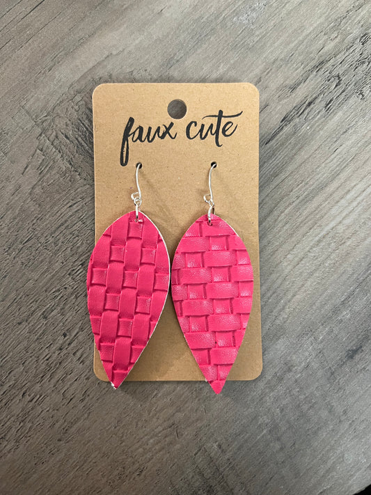 Pink faux leather earrings