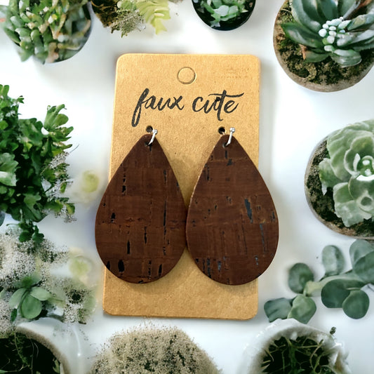 Reversible Brown Cork Earrings