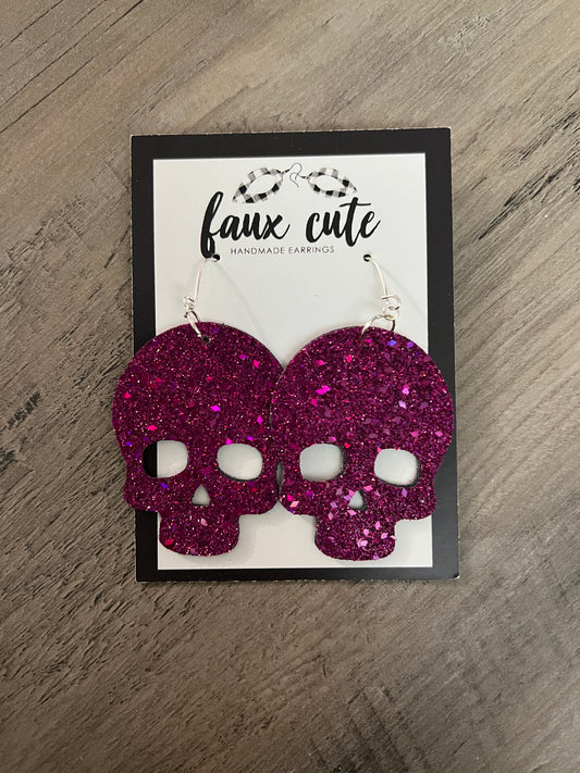 Magenta Glitter Skull