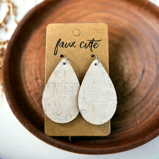 Reversible Cream Cork Earrings