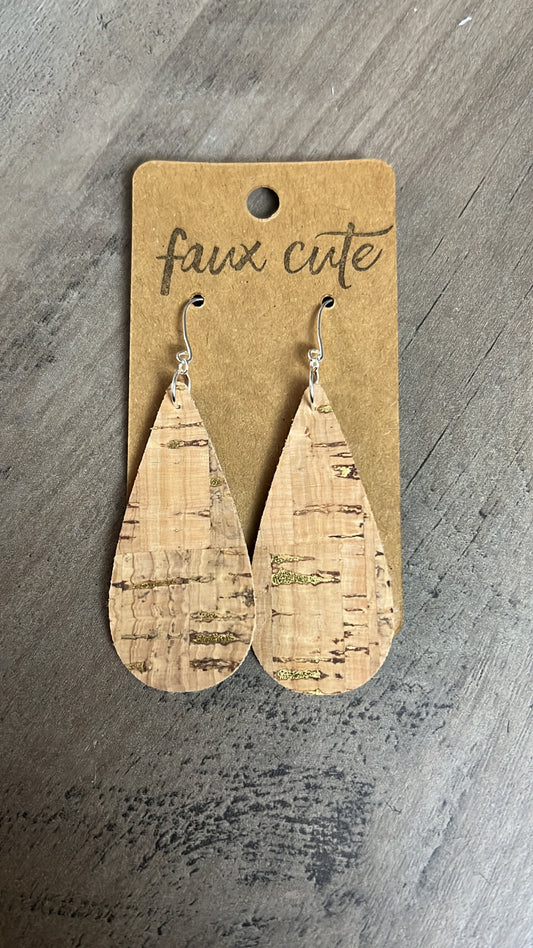 Cork teardrop earrings