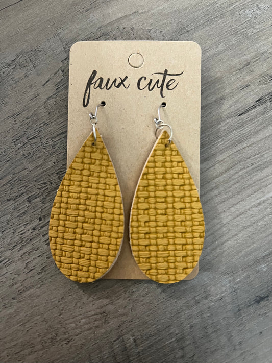 Neutral Mustard faux leather earrings