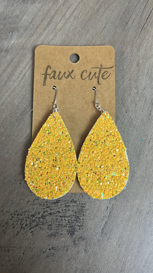 Yellow glitter earrings