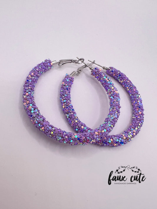 Lavender Glitter Hoops