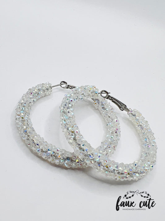 Clear Iridescent Chunky Hoops