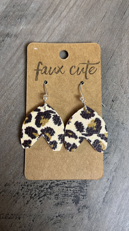 Leopard faux leather earrings