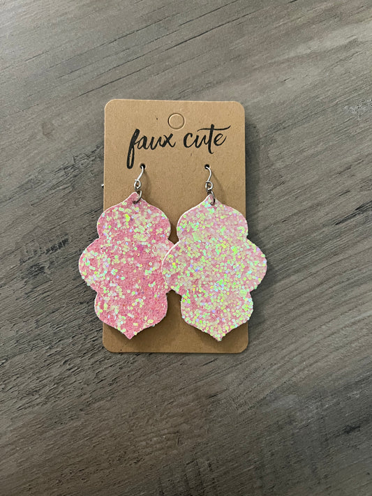 Pink iridescent glitter earrings