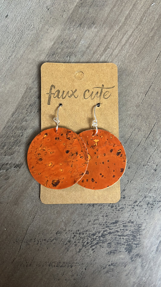 Burnt orange cork earrings