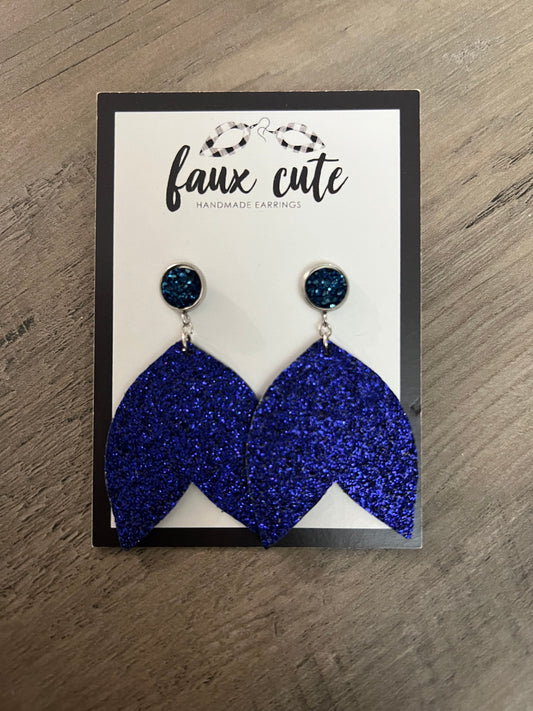 Blue glitter earrings