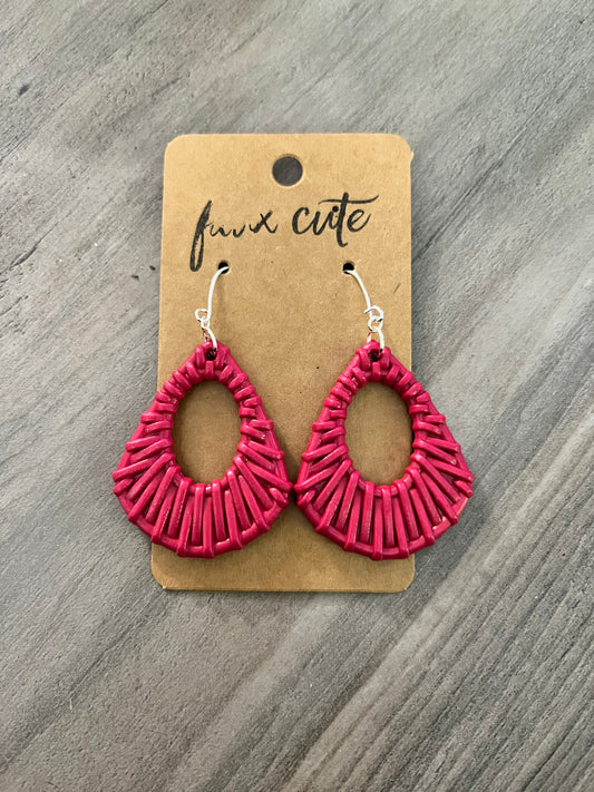 Magenta Rattan Acrylic Earrings