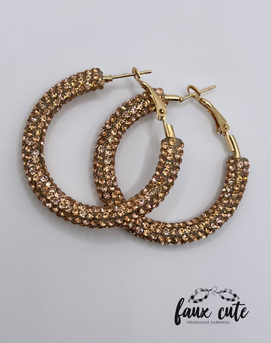 Champagne Crystal Hoops