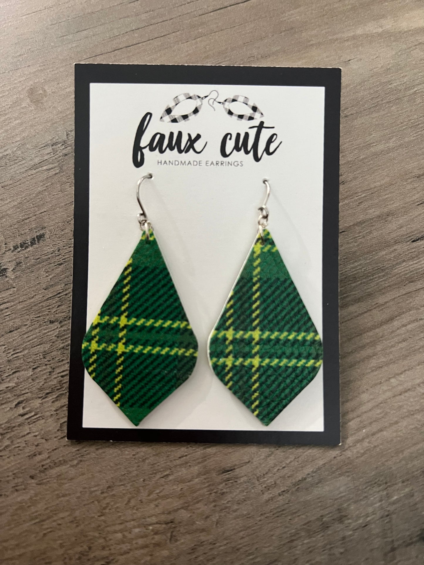 Green Argyle Earrings