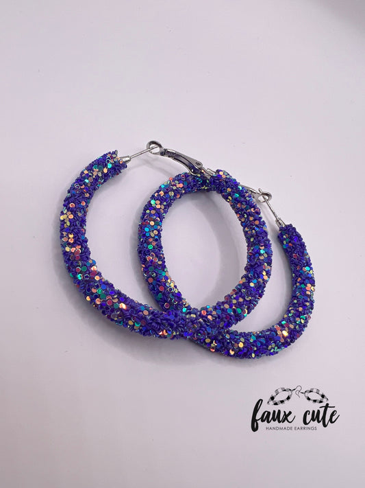 Purple Iridescent Glitter Hoops