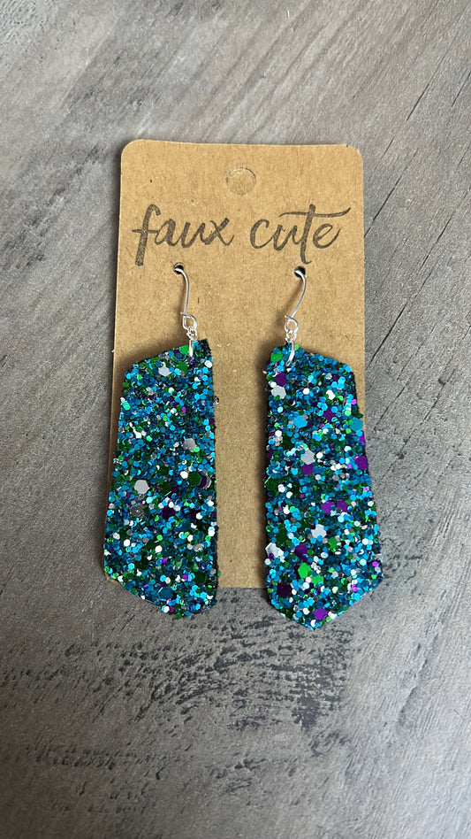 Mardi Gras Glitter Earrings