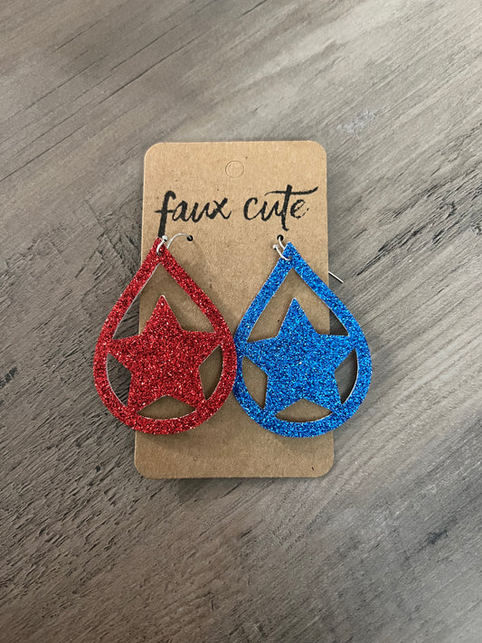 Patriotic Glitter Earrings